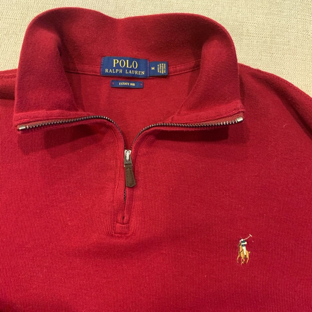 Polo Men’s quarter zip pullover Medium deep red